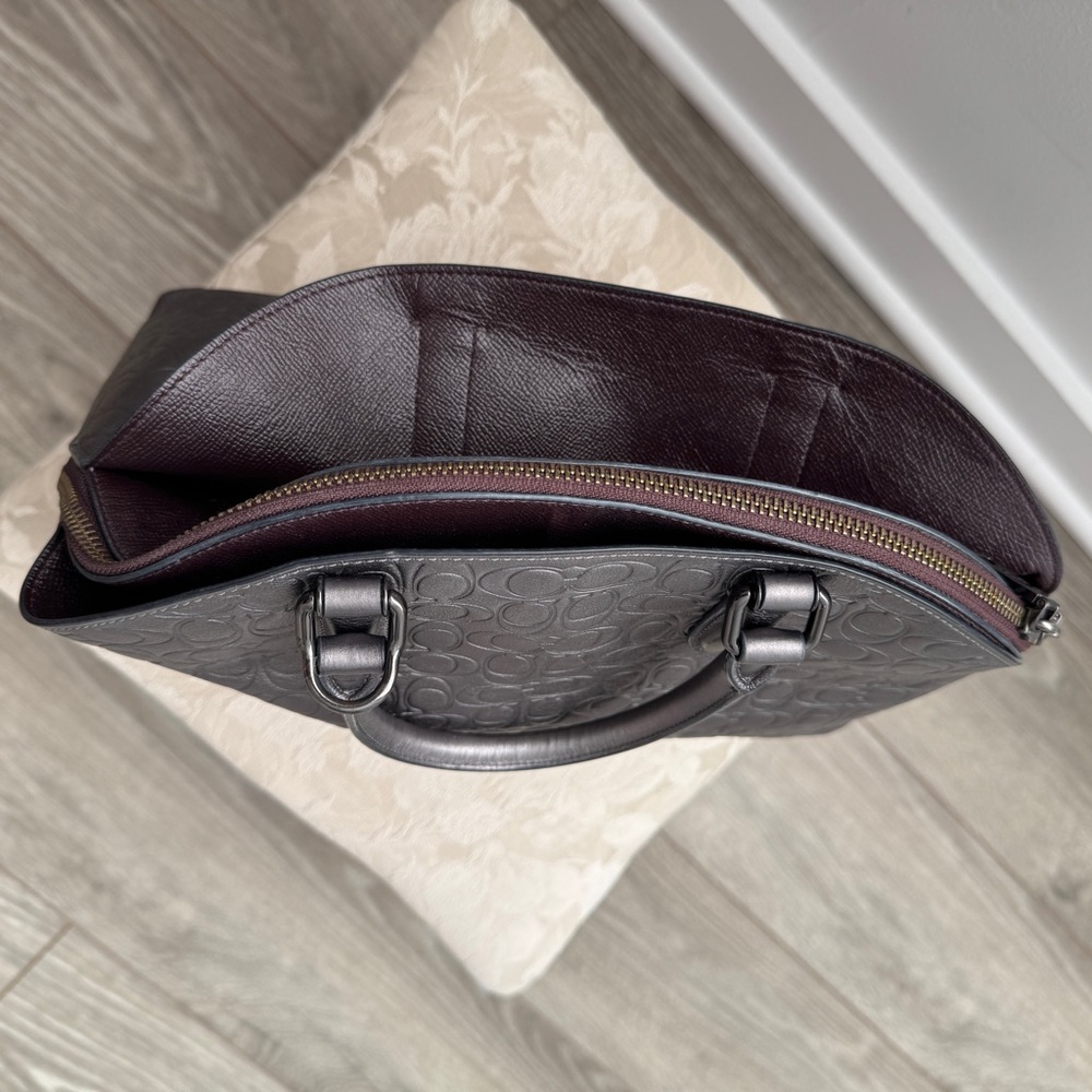 Coach Metallic Grey Leather Handbag - Picture 8 of 13